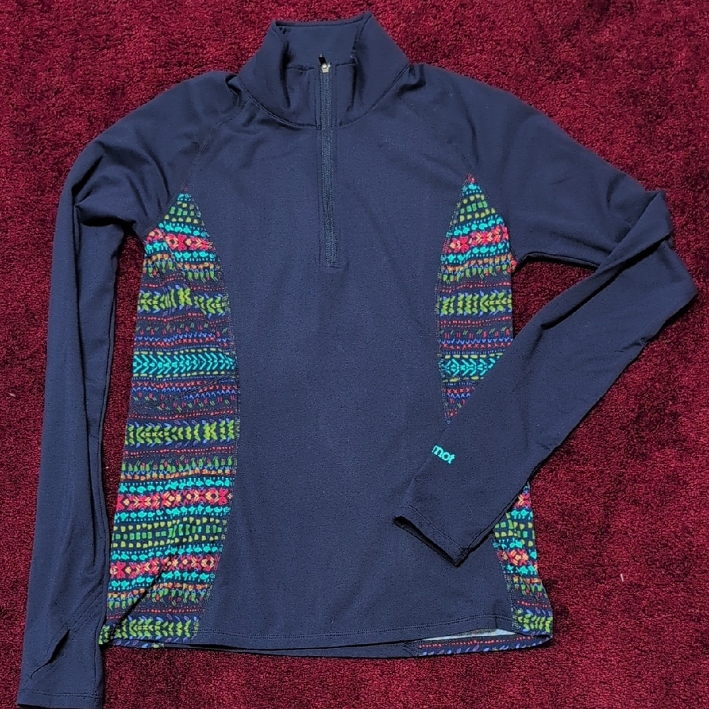 Marmot Navy Half-Zip Pullover with Multicolor Side Panels